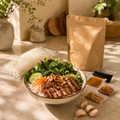 Bún Thịt Nướng Vietnamese grilled pork vermicelli meal starter with noodles and kit ingredients