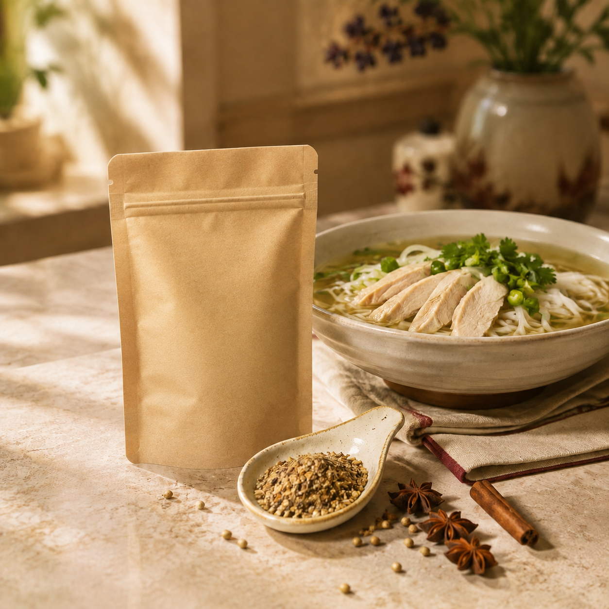 Phở Gà chicken pho seasoning in a solid kraft pouch